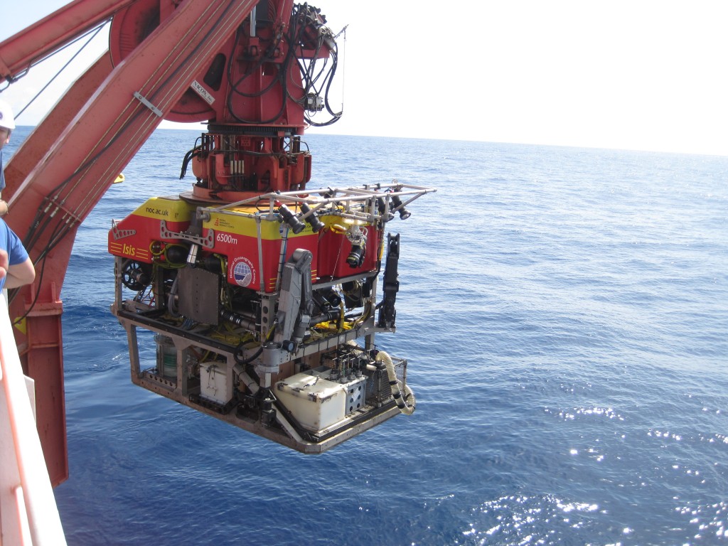 Commencing first ROV dive on Carter seamount. Photo by: Peter